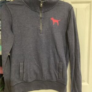 Victoria's Secret PINK Navy Heather Quarter-Zip Pullover